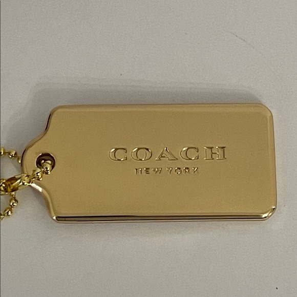 Coach Large Gold Tone Metal Hang Tag Key Fob Bag Charm - Picture 4 of 8